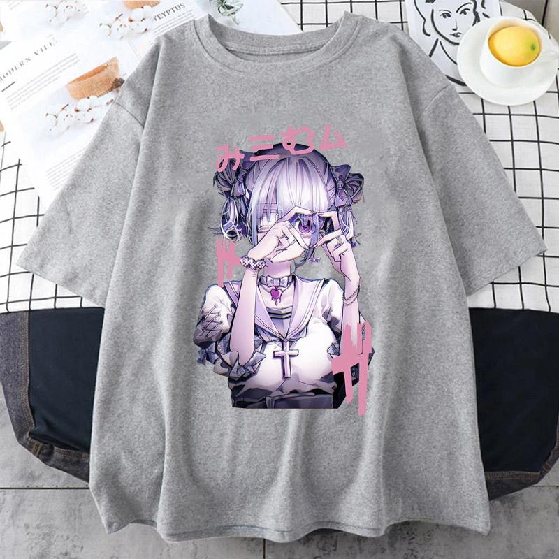 Футболка Kurono Kyou Anime, летняя спортивная беговая футболка с коротким рукавом, модная свободная спортивная футболка в стиле панк Y2K для девочек и женщин, косплей, футболка