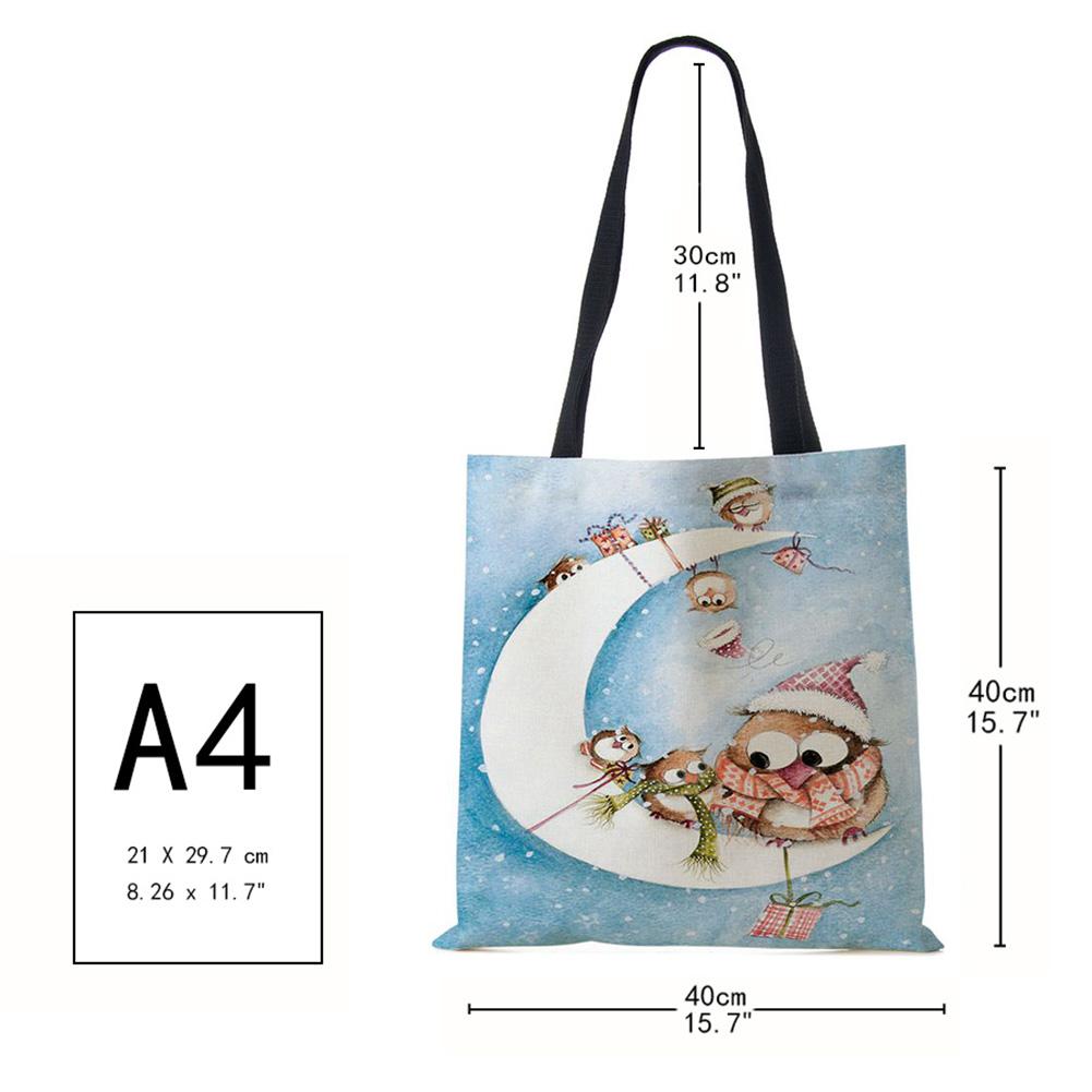 Сумка-шоппер из парусины Харадзюку Зимняя птица Снежинка Дорожная сумка через плечо Корейская многоразовая Вместительная сумка-тоут для хранения Сумки KTY