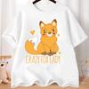 Lovely Cartoon Fox Graphic T-shirts Comfort and Fashion Coexist Short-sleeve Round Neck Regular Fit Clothes CRAZY FOX LADY