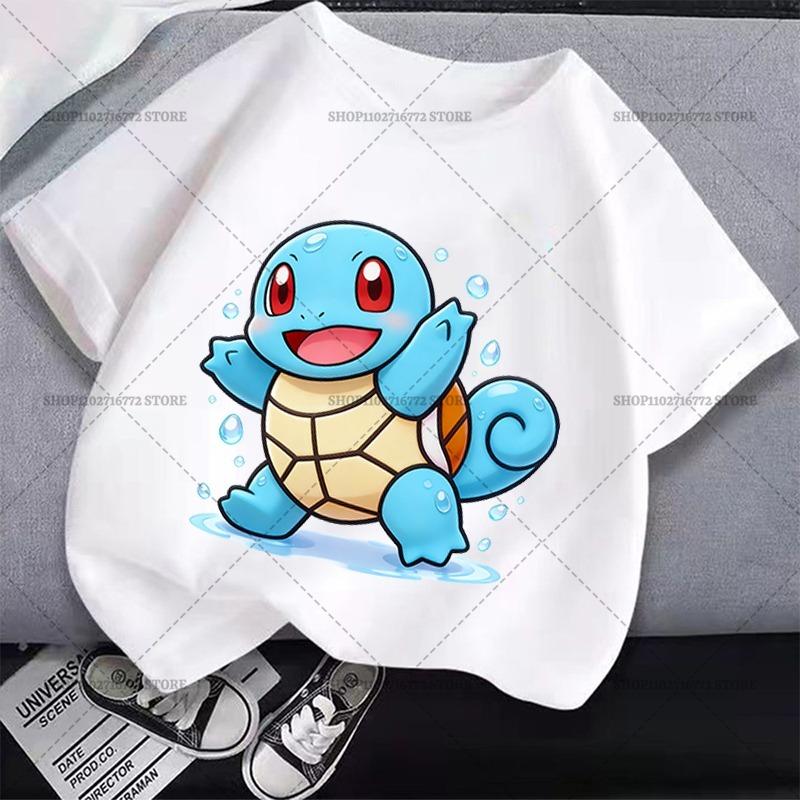 Pokemons Kids Clothing Summer Anime Printed Tops Cartoon Fashion Short Sleeve Loose Casual Tee Popular Design Girl Boy T Shirts