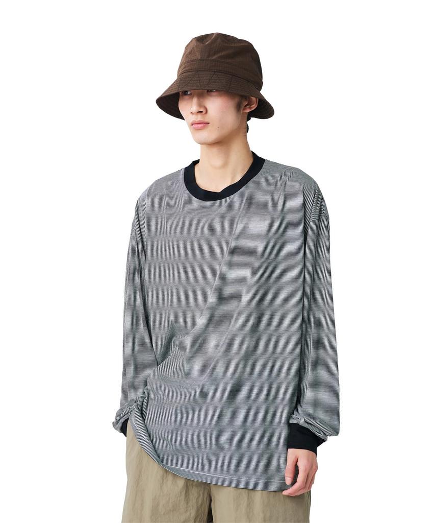Snow Peak Summer Wool Stripe Long Sleeve Size T-Shirt CS-26SU006 (Men's/Women's, Black, M)