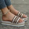 Women's Wedge Sandals  Fish Mouth Wedge Sandals Woven Hemp Rope Thick-soled Comfortable Sponge Cake Slippers