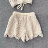 Summer Elegant Knit Two Piece Sets Women Vacation Backless Camisole Elastic Waist Shorts Fashion Hollow Out Y2K Beach Style Suits