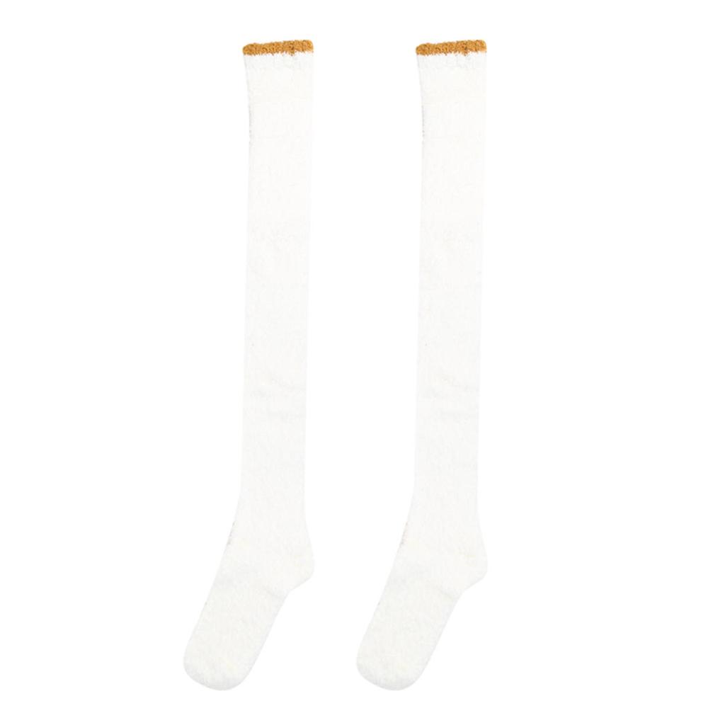 1 пара женских теплых плюшевых чулок до бедра, зимние чулки выше колена из кораллового флиса, длинные носки для дома, сна, пола, однотонные