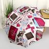1pc Book Print Automatic Opening/Closing Umbrella with Operation & Windproof Canopy yy260311021