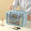 Women's Waterproof Large-Capacity Travel Makeup Bag with Wet/Dry Separation and Transparent Swim Compartment