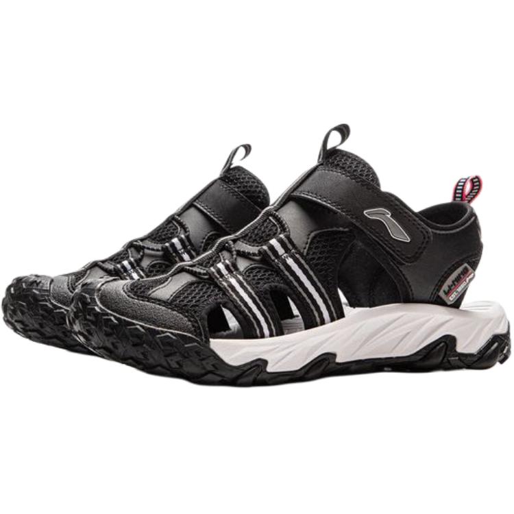 Li Ning Kids Comfortable Soft Non-Slip Wear-Resistant Low-Top Sandals Kids Sandals Black YKUV014-7