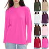 Women's Fashion Casual Long Sleeve Round Neck Pullover Top Blouse