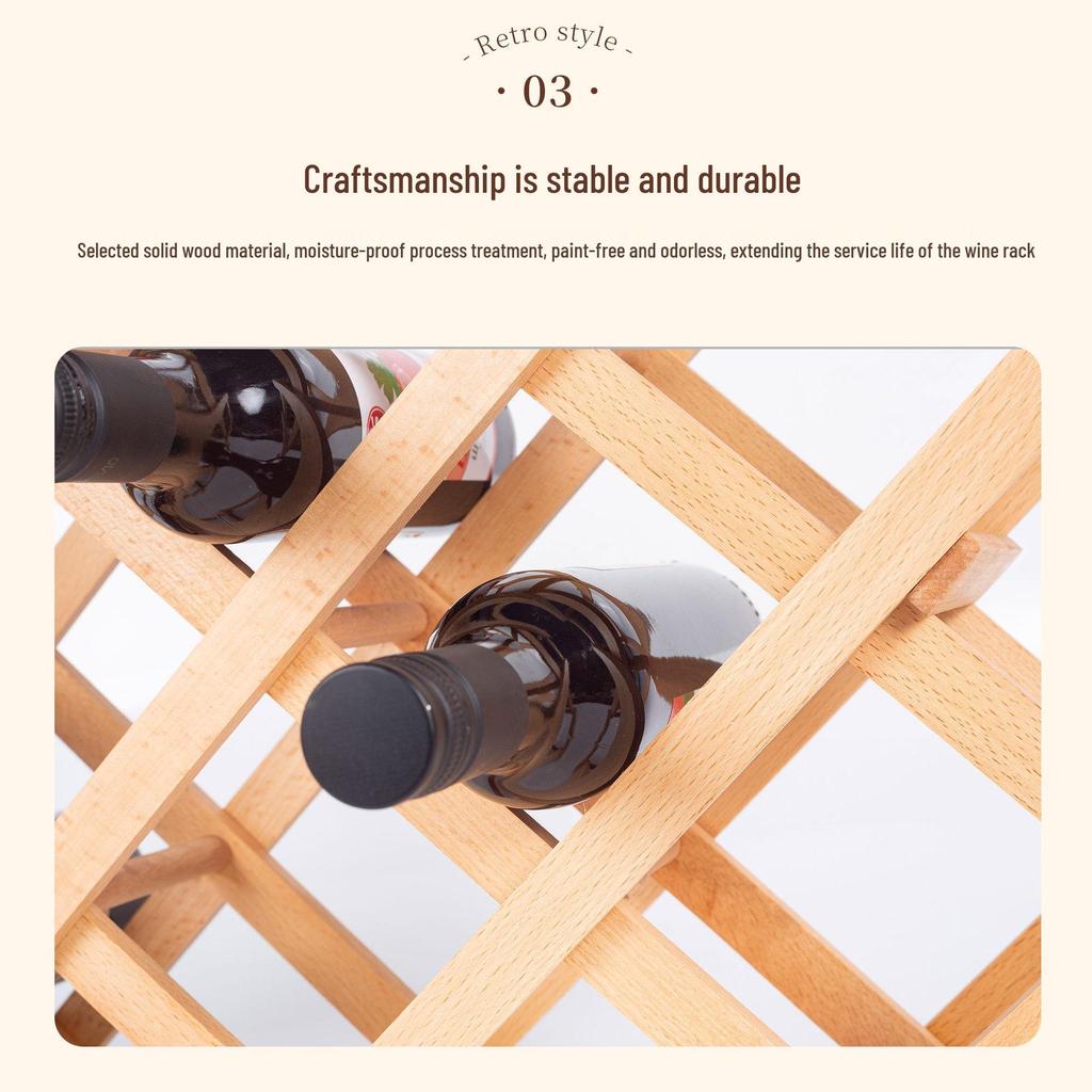 Beech Wood Anti-Shake Red Wine Rack Ornament for Bottle Storage