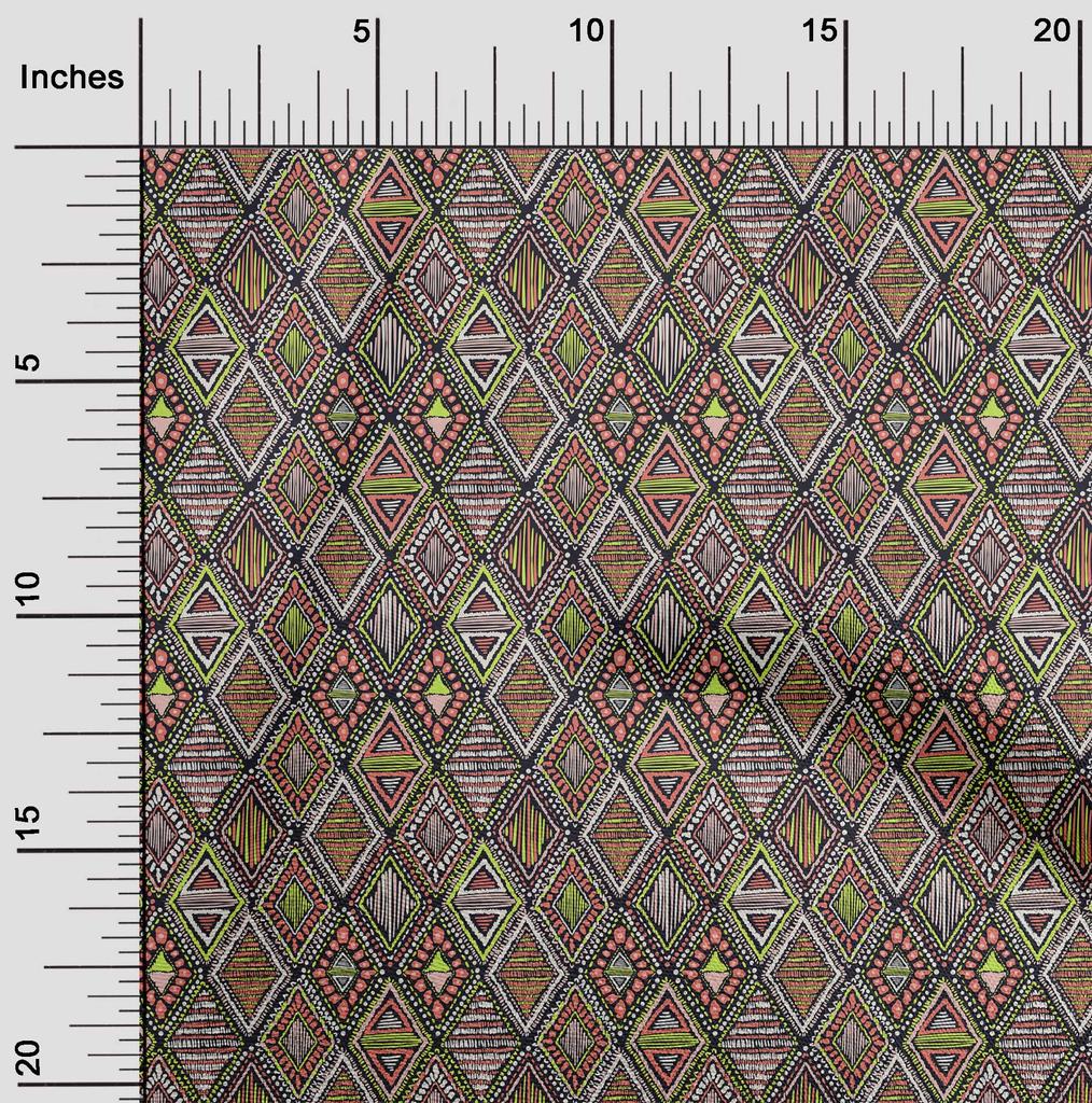 oneOone Cotton Flex Green Fabric Tribal Quilting Supplies Print Sewing Fabric by The Yard 40 Inch