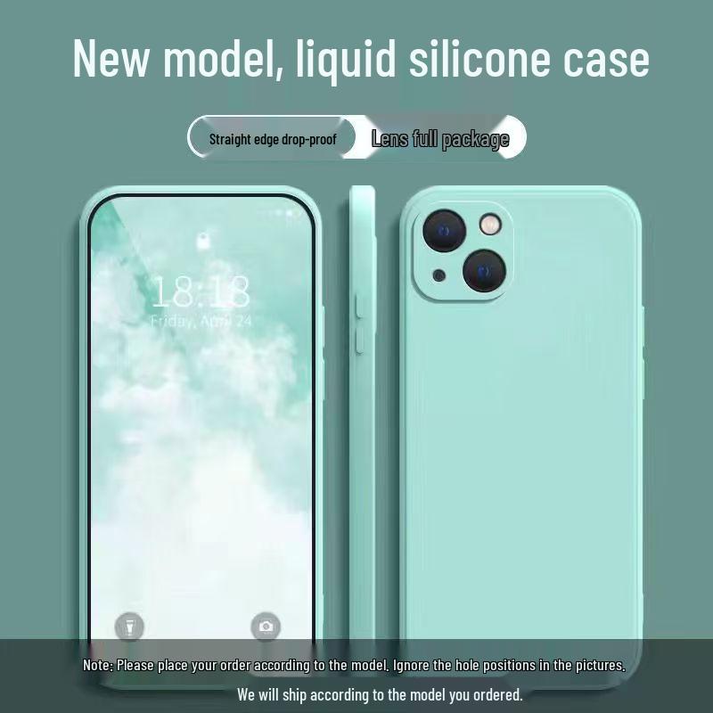 Чехол из жидкого силикона для Apple iPhone 14: Простой стиль, Полное покрытие, Защита от падений, Однотонный, Приятный на ощупь.
