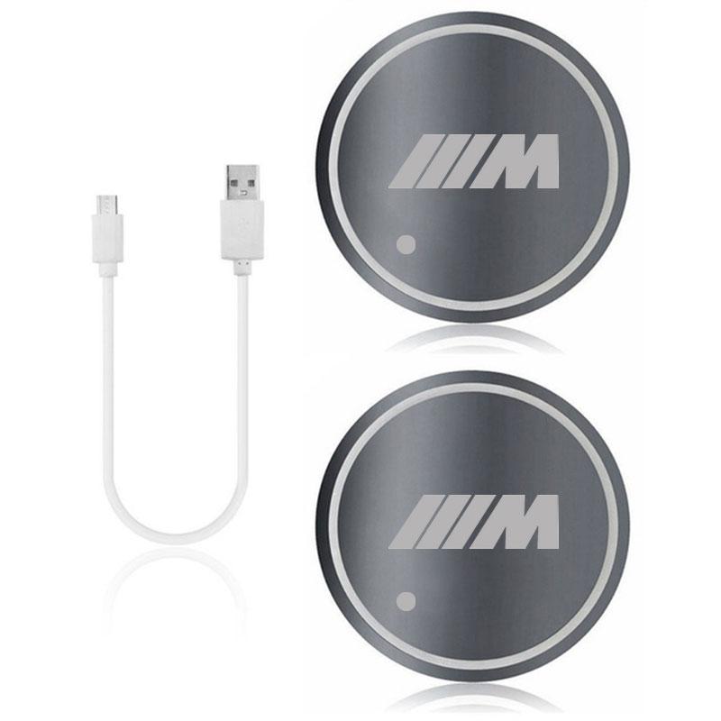 Car LED Cup Holder Light Mats Car Coasters Bottle Atmosphere Light For BMW M E30 E39 E46 E90 E93 E60 F10 M5 M6 M7 X4 X5 X1 LMRGZ1