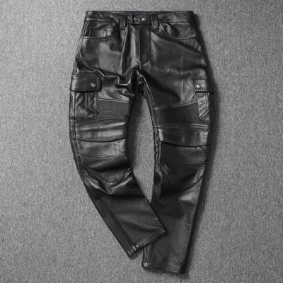 Китайский размер Винтажные черные натуральная воловья кожа брюки мужские мотоциклетные байкерские кожаные брюки осень-зима мужские кожаные брюки
