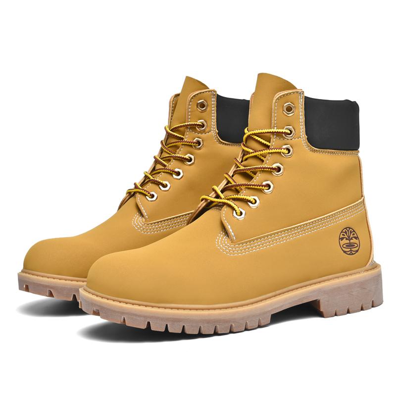 Классические модные коричневые рабочие ботинки для мужчин и женщин, высококачественные кожаные ботильоны, большой размер 46, мужские ботинки на платформе со шнуровкой, Botas Hombre