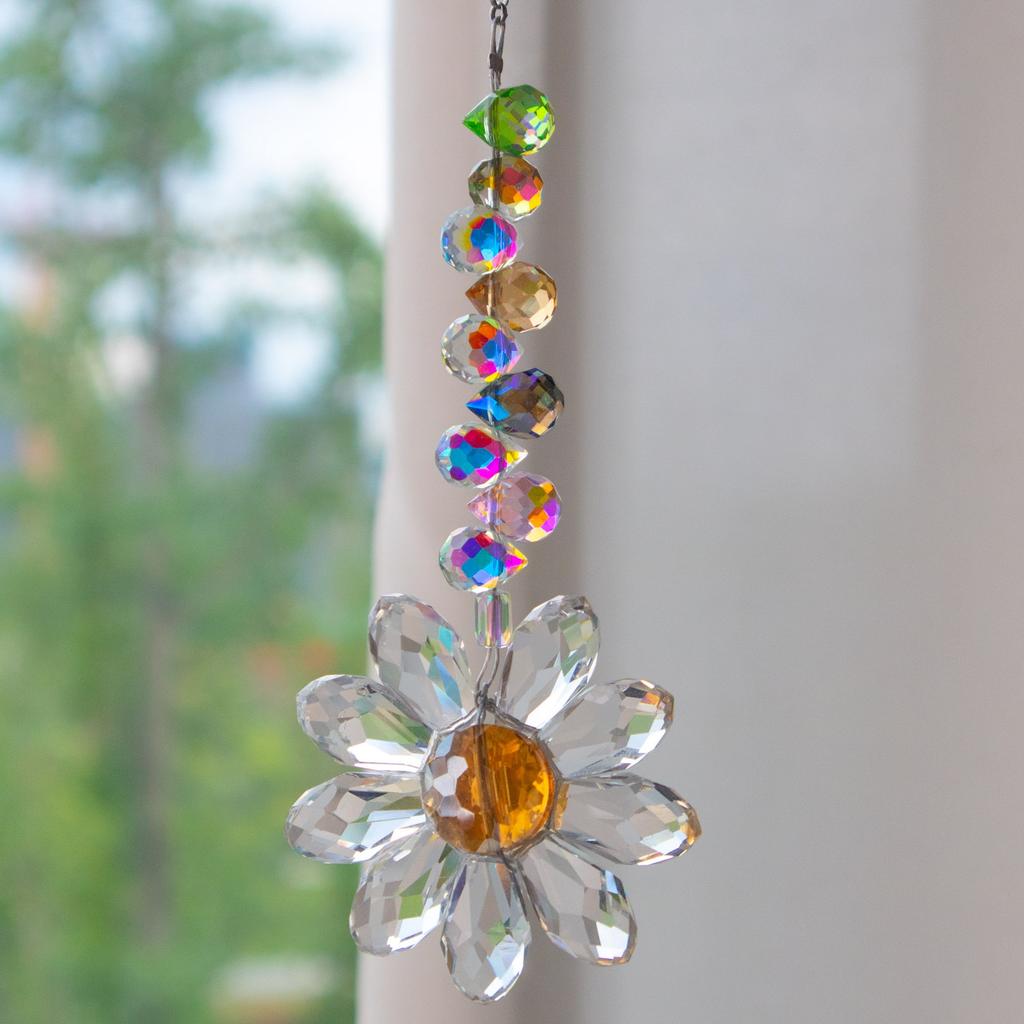 Daisy K9 Crystal Sun Catcher Оконные декоры Rainbow Maker Домашний ловец солнца Украшение для двора и сада Домашнее рождественское украшение