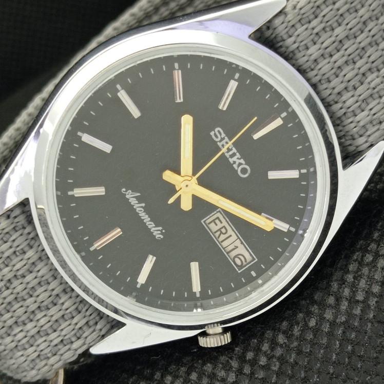 ВОССТАНОВЛЕННЫЕ ВИНТАЖНЫЕ SEIKO 5 AUTO 7019A ЯПОНИЯ МУЖСКИЕ ЧАСЫ D/D ЧЕРНЫЕ 593c-a314849-2