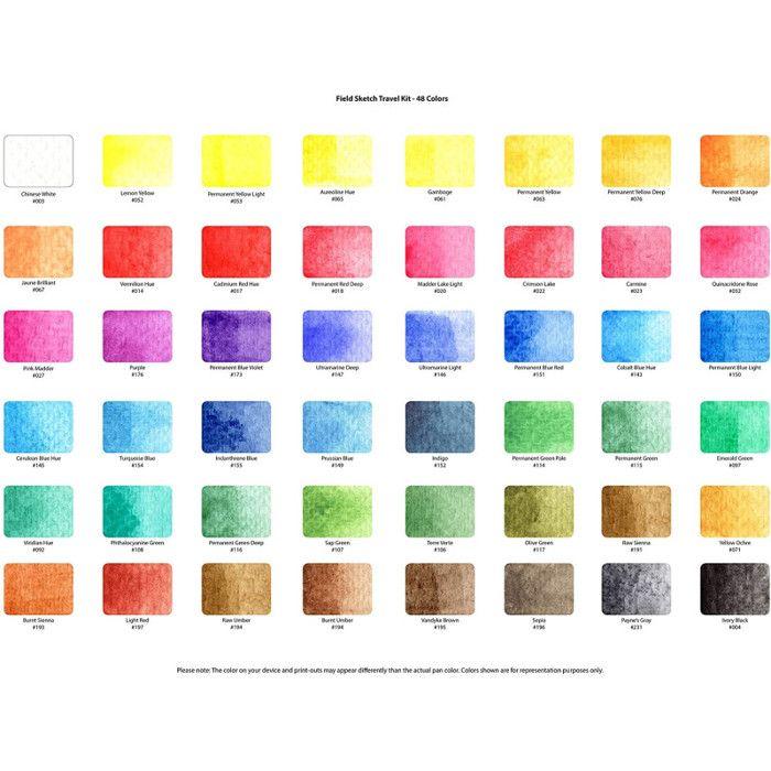 Watercolor Paint Set - Sakura - Koi Watercolor - 48 Colors - Refillable Brush - Compact