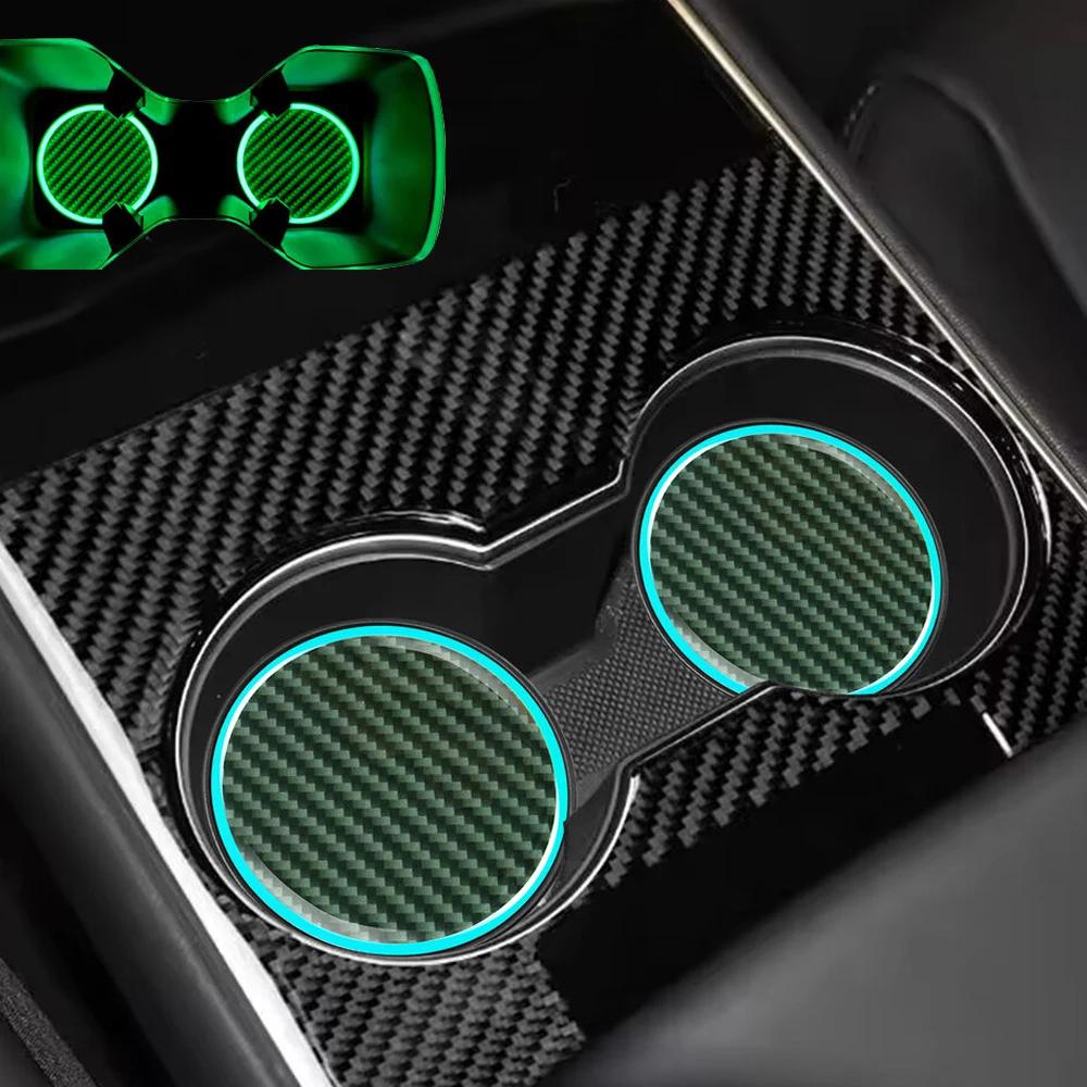 2Pcs Universal Car Decorative Cup Mat LED Luminous Car Dustproof Bottle Pads Car Anti Slip Coaster Auto Interior Accessories