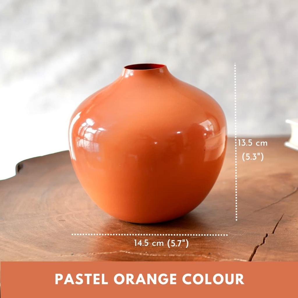 Оранжевая металлическая ваза для цветов, Metal Flower Vase (Orange, Small),  Behoma