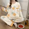 Весна Осень Новый Женский Длинный Рукав Пижамы Милый Девочки Хлопок Свободный Покрой Домашний Декор 2 Предмета Домашняя Одежда