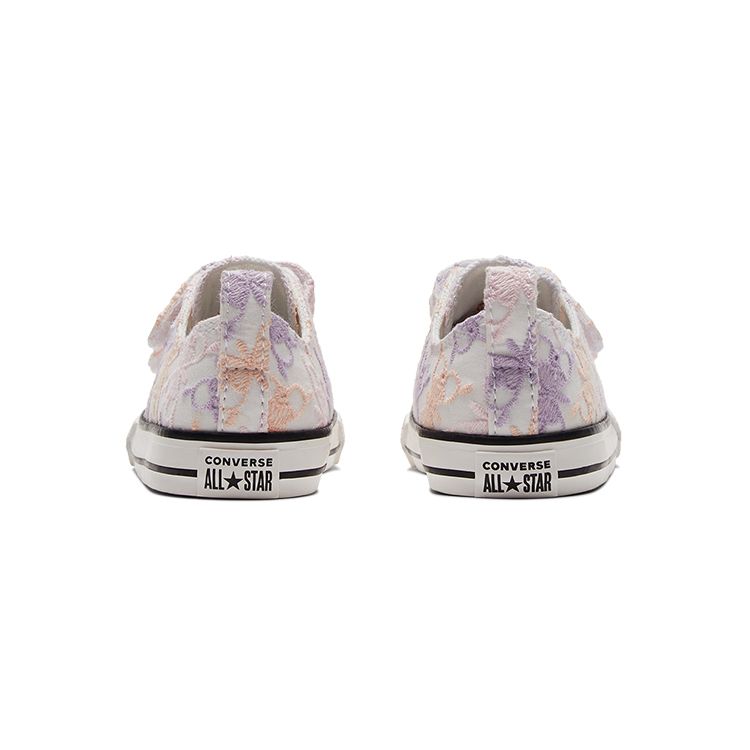 Converse Детские кроссовки Chuck Taylor All Star Easy-On Low TD с вышивкой бабочки бледно-аметистового цвета, белый малиновый оттенок A01618C