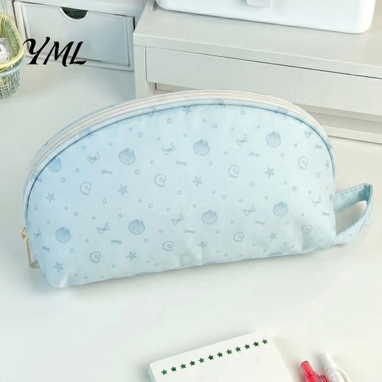 Portable Pen Holder for School Shell Shape Pencil Pouch, Large Capacity Durable Polyester Fiber Storage Multi Purpose Box Case, Smooth Zipper Bag And