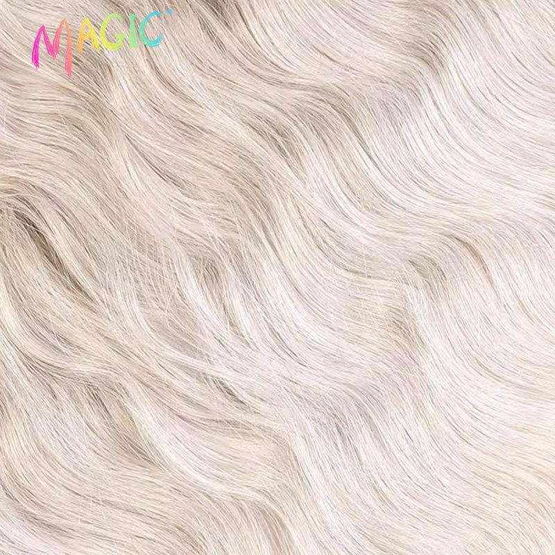 Magic 24 Inch Light Ash Blonde Body Wave Crochet Hair Synthetic Soft Heat Resistant Braiding Hair Extensions For Women Daily Use