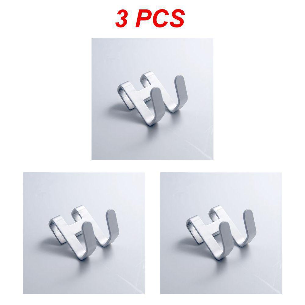 1/3/5pcs Space Aluminum Metal Shower Frameless Glass Door Hook Free Hole Towel Rack Hanger Key Holder Clothes Bathroom Organizer