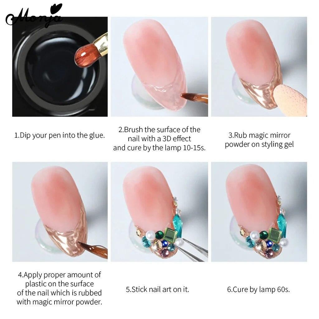 monja 8 г гели для ногтей Быстрое удлинение УФ-клея Ложные советы Строитель наращивания Скульптура Застрявшая дрель Ювелирные изделия Стразы Замачивание Модель Строительный маникюр