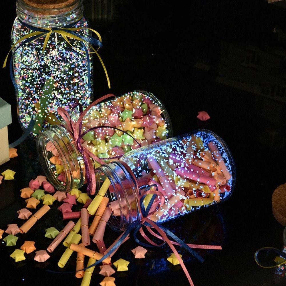 Star Origami Fluorescent Glass Bottle Night Glow Starry Sky Bottle Fluorescent Drift Bottle