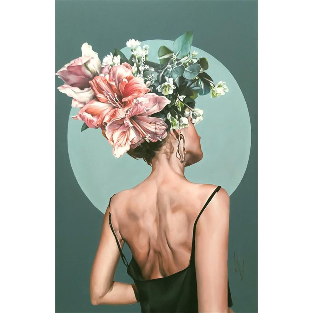 Nordic Flowers Head Woman Canvas Paintings On the Wall Art Posters And Prints Feather Girls Wall Pictures Home Decoration Cuadro