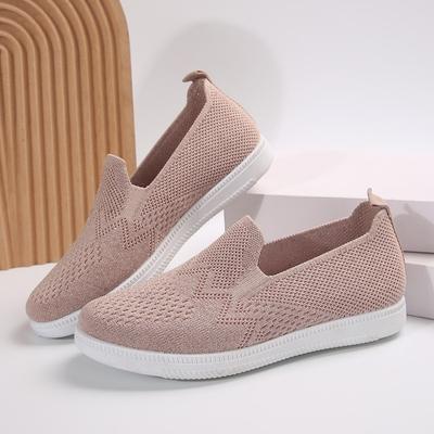 Модная плоская обувь из ткани Весна Новая Круглый носок Сетчатая ткань Дышащая Облегает стопу Мягкая подошва Противоскользящая Износостойкая Одинарная обувь