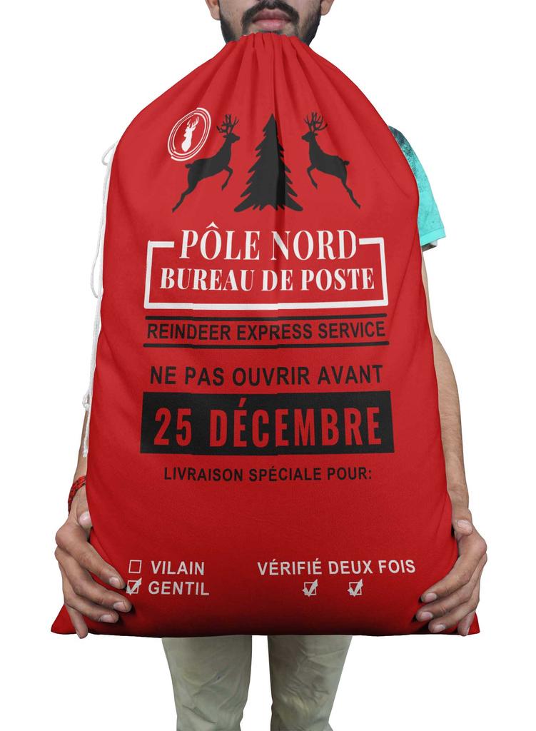 Printtoo 2 шт. Большие мешки Санты с завязками на шнурке, холщовые рождественские подарочные сумки для детей, Рождество 27x20 дюймов