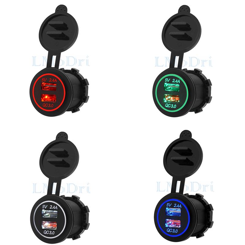 LMoDri Новый Мотоцикл RV Супер Быстрая Зарядка QC 3,0 Dual USB Авто ATV Зарядное Устройство Для Телефона Водонепроницаемая Лодка Яхта Планшет GPS Quick