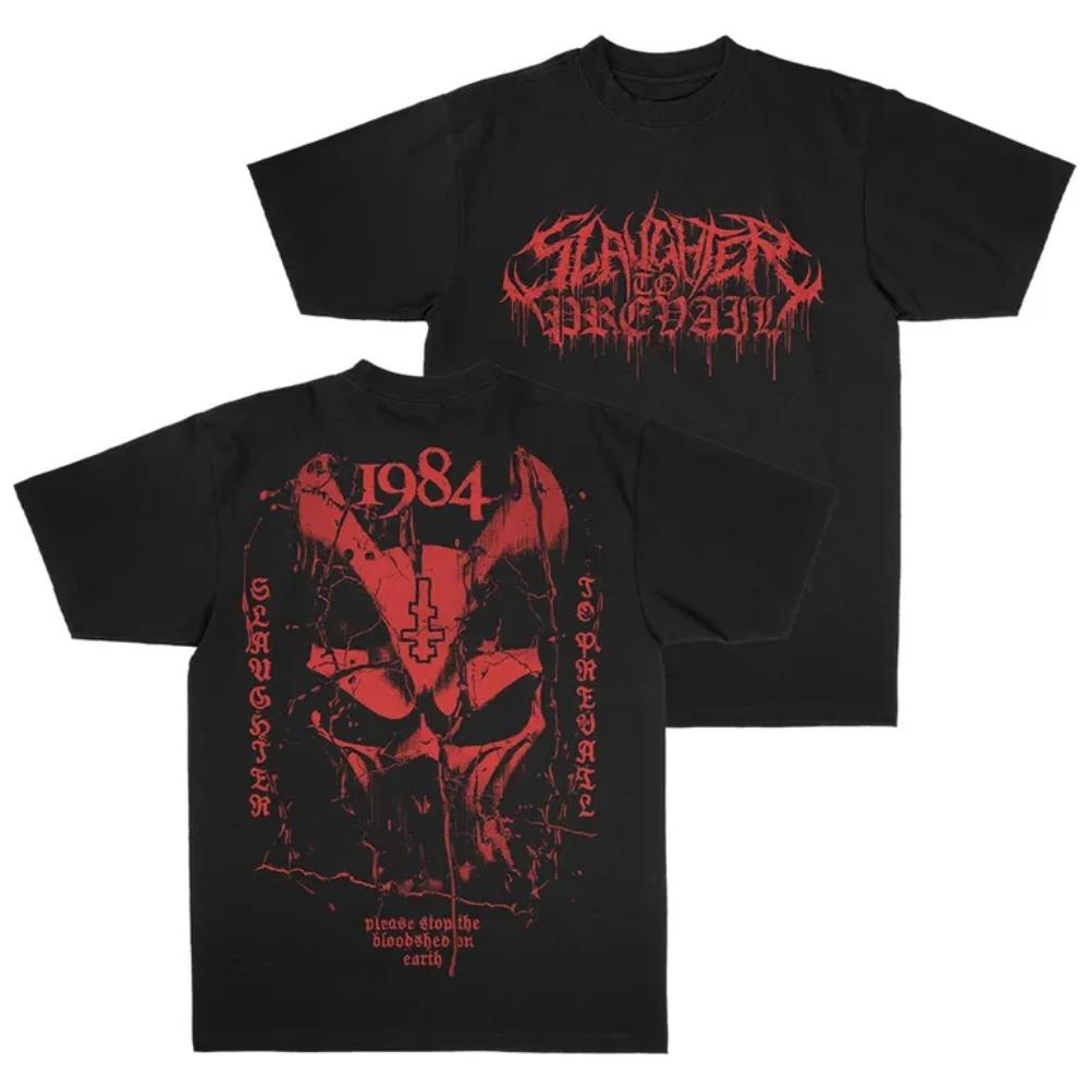 Slaughter To Prevail Bloodshed Print T Shirts Russian Deathcore Nu Metal Band Tour Album Unisex Oversized Premium Cotton Tee Top