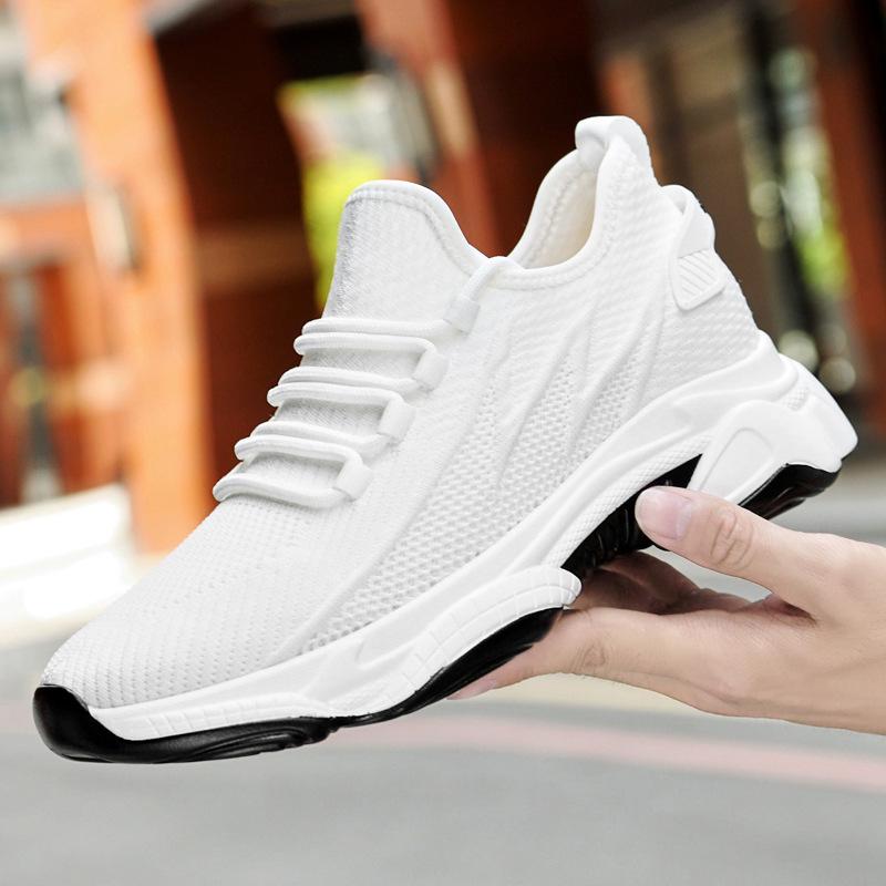 Мужские ультралегкие спортивные кроссовки из сетчатого материала Flyknit: Дышащие, износостойкие, нескользящая толстая подошва, увеличивающие рост, для улицы и универсальные.