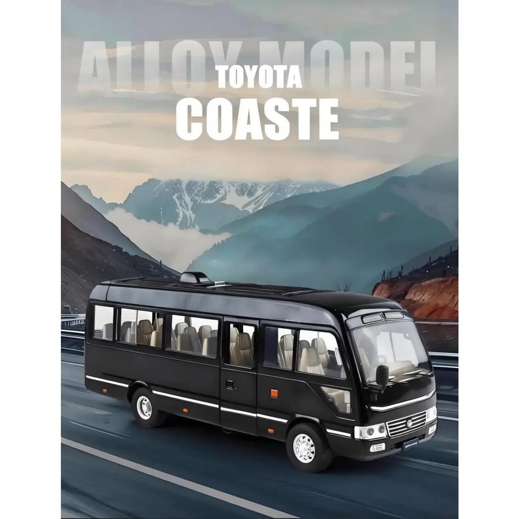 1/24 Toyota Coaster Средний Бизнес Автобус Литой Сплав Модель Машины Моделирование Бутик Книжный Шкаф Украшения Модный Орнамент Подарок Мальчик