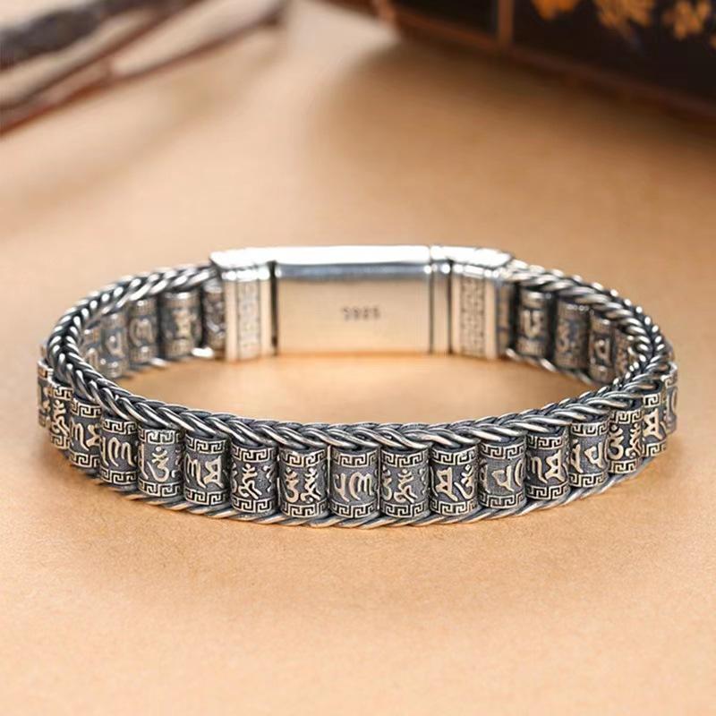 Xsl Jiamei ручной работы творческий браслет Lucky буддийская сутра мужские бусины в стиле ретро шесть слов заклинание персонализированные аксессуары