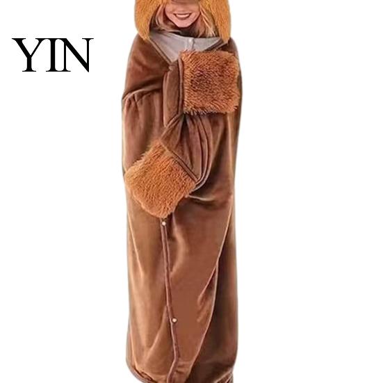 Animal Themed Blanket Wearable Hoodie, Adults Oversized Fleece Sweatshirt Halloween Costume Shawl Sleepwear, Cosplay Plush Hooded Cape Cozy Loungewear