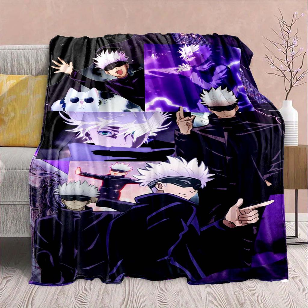 Jujutsu Kaisen Flannel Pattern Blanket Warm Soft Throw Lightweight Plush Sofa Bed Home Decor -QJY