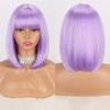 LISI HAIR Женские прямые волосы цвета красного вина до плеч с челкой из синтетического волокна, короткий прямой парик боб, однотонный парик боб