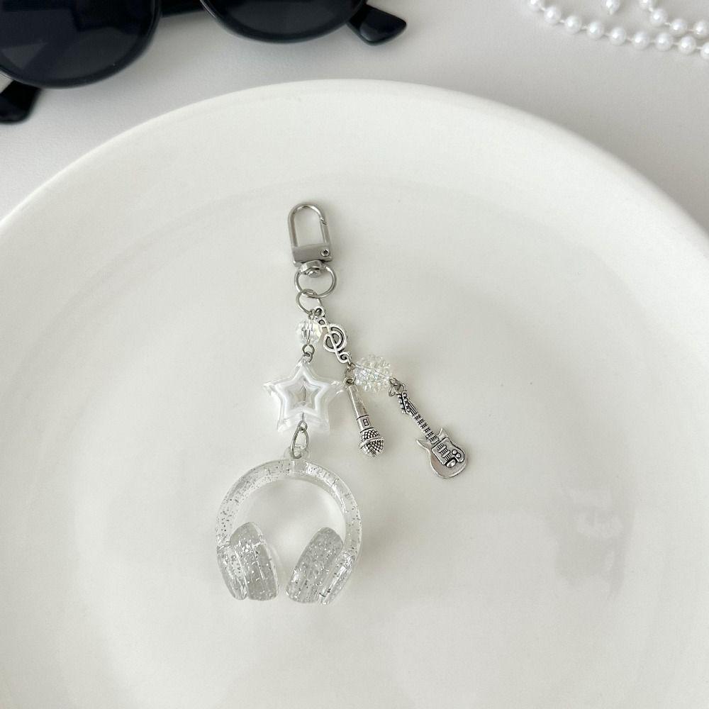 Bags Decoration Earphone-shaped Keychain Glitter Microphone Pendant  Backpack Charms