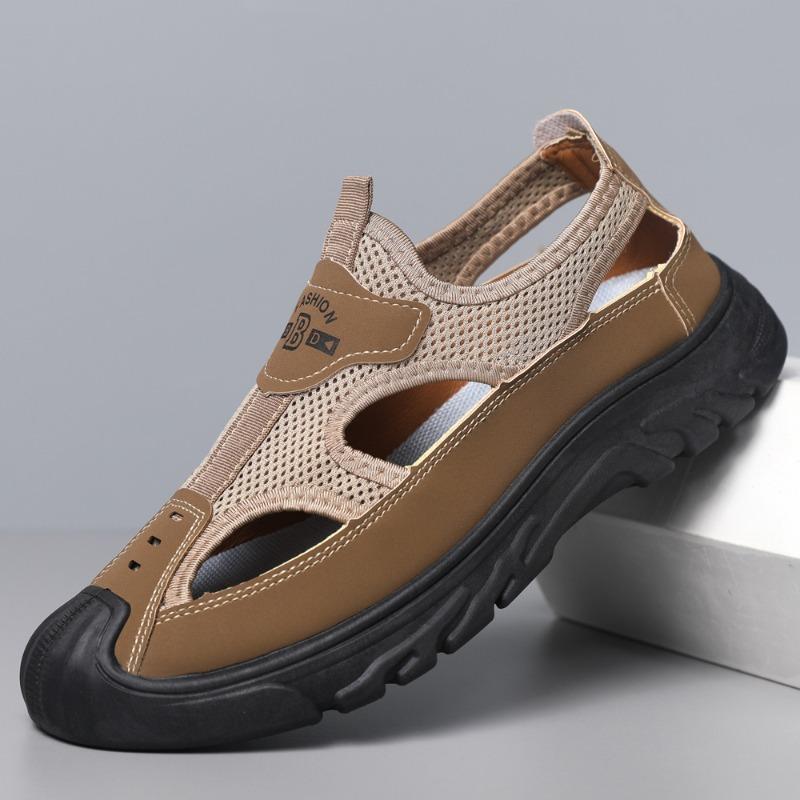 Outer Wear Men's Sandals Summer Hollow Mesh Casual Versatile Hole Shoes Outdoor Go Out Soft-soled Mesh Beach Shoes