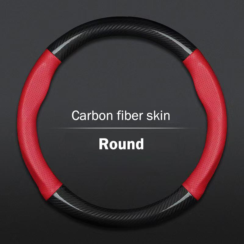 Suede Carbon Fiber Steering Wheel Cover Universal for Car Interior Breathable AntiSlip Fit for Most Vehicles