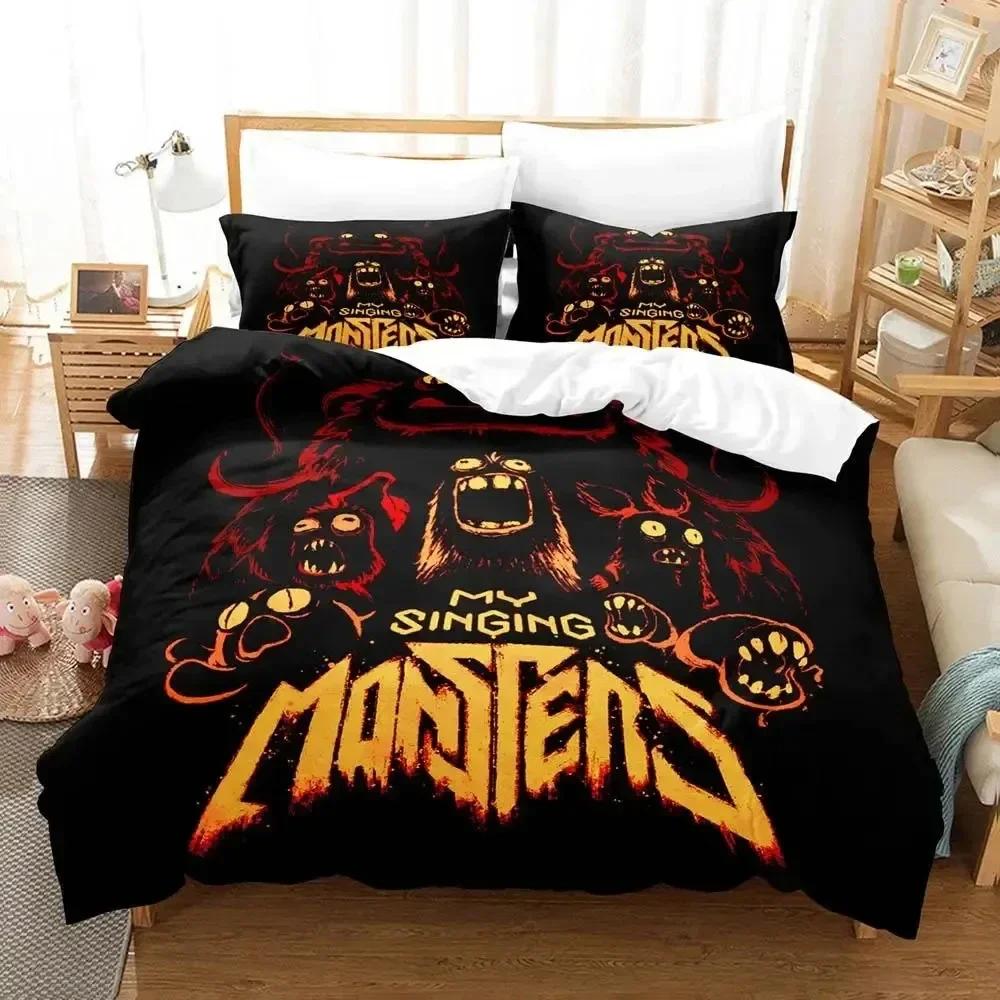 Game My Singing Monsters Bedding Set Printed Bed Set With Pillowcase Duvet Cover Soft Queen King Size Bedclothes Home Boys Adult