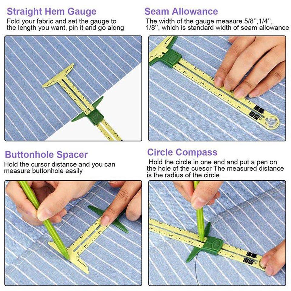 Скользящий манометр 5-в-1 с измерительным инструментом Нэнси для шитья Инструмент для пэчворка Линейка EX