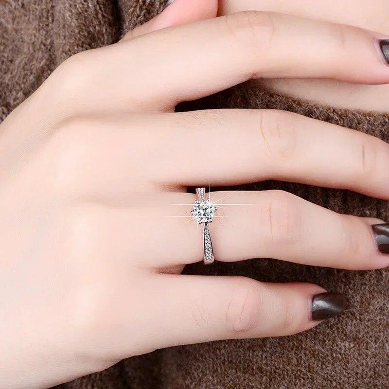 Настоящее 3-каратное обручальное кольцо с муассанитом для женщин, стерлинговое серебро 925 пробы, круглые блестящие лабораторные бриллиантовые обручальные кольца, подарок