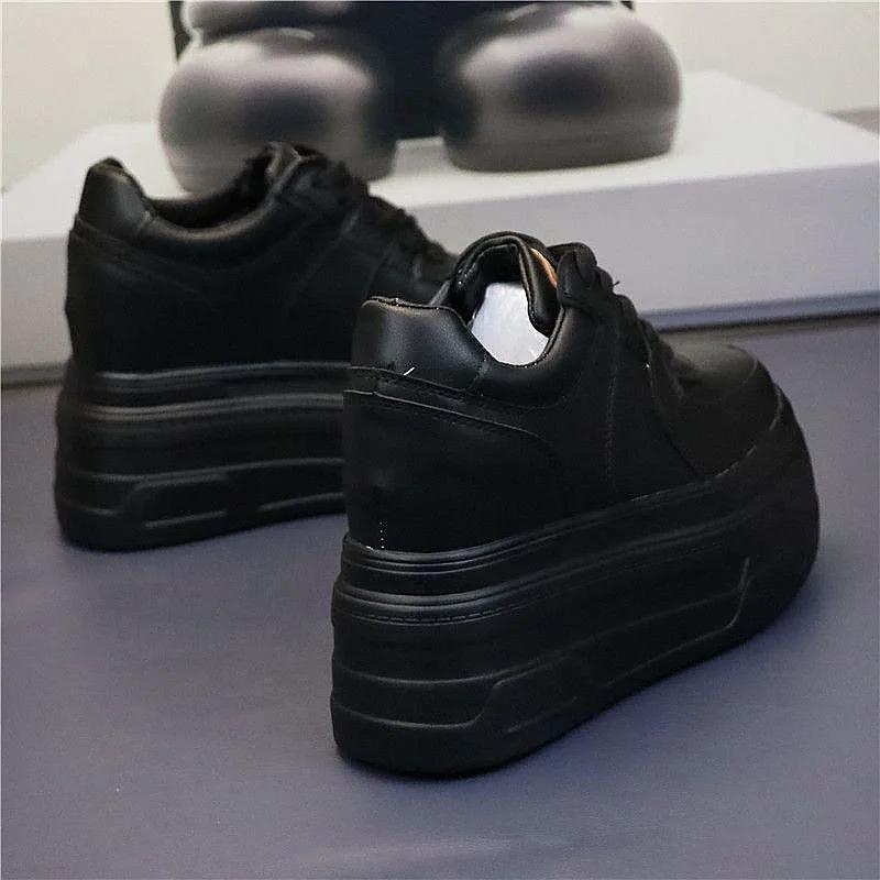 High Platform Shoes Women New Autumn Chunky Sneakers Designer Thick Sole Leather Sports Shoes Breathable Sneakers Woman