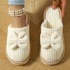 Cozy Bow Cotton Slippers Women's 2024 Indoor Winter Style Thick Sole Warm Non-slip Home Footwear