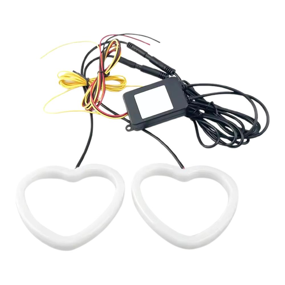 12v Car Heart Angel Eyes Rgb Cotton Halo Rings Led Drl Control Light Diy Headlight Turning Bt Drl Shaped Motorcycle App Hea K5c0